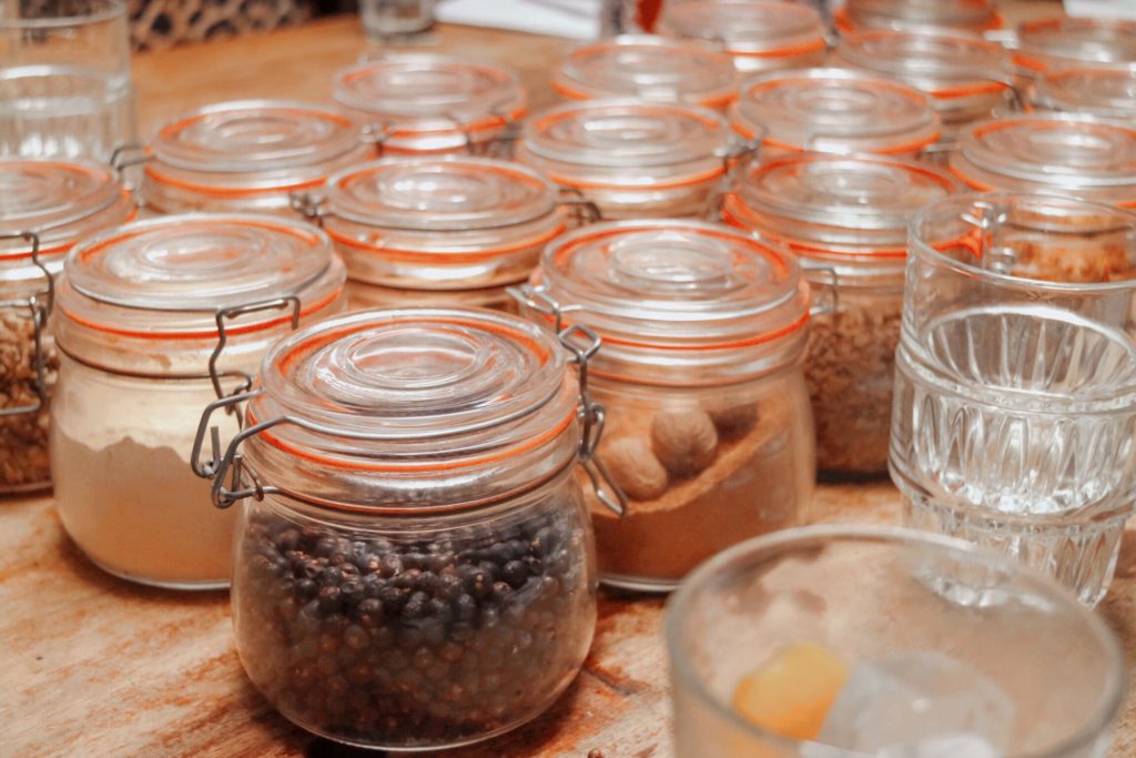jars with ingredients in