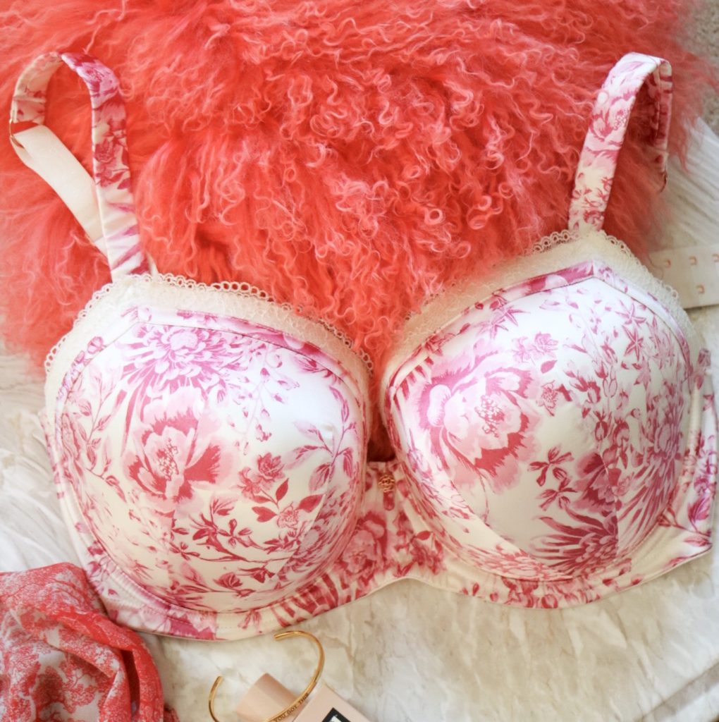 marks and spencers pink and white floral bra