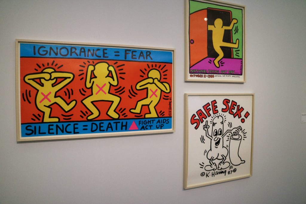 pieces of art from the Keith Haring exhibition at the Tate Liverpool