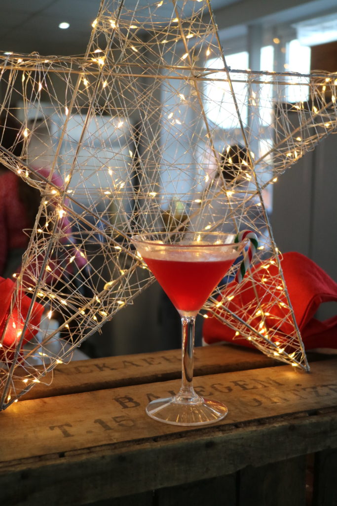 festive cocktail on a martini glass